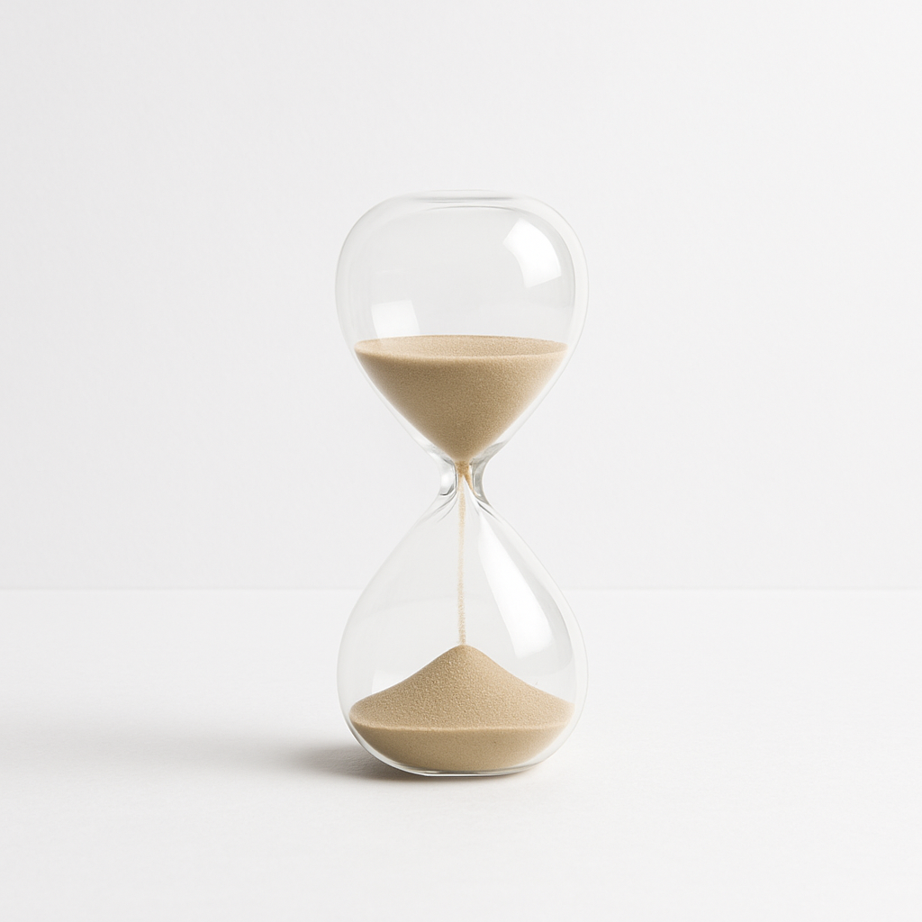 Hourglass with sand running through it